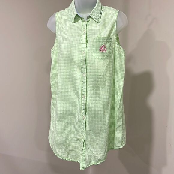 Lauren Ralph Lauren Gingham Button Down Tank Top.  Size M medium 8/10 - Picture 1 of 9